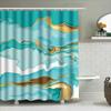 Modern Blue Gold Marbled Shower Curtain For Bathroom Decor 72X84 Inch Shabby Chic Bath Linens With Rod Pocket