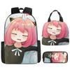 Kids Cartoon Character Print Backpack Set School 17 Inch Oxford Fabric Bag With Lunch Pouch Pencil Case