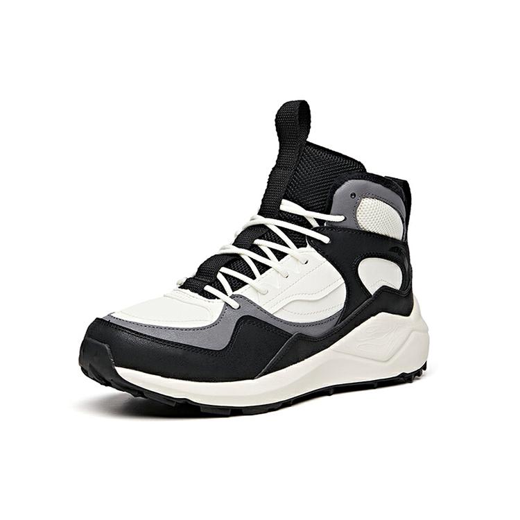 New Anta Life Collection Cushioned Anti Slip And Wear Resistant Warm High Top Casual Shoes Men's Black White 112048986-3