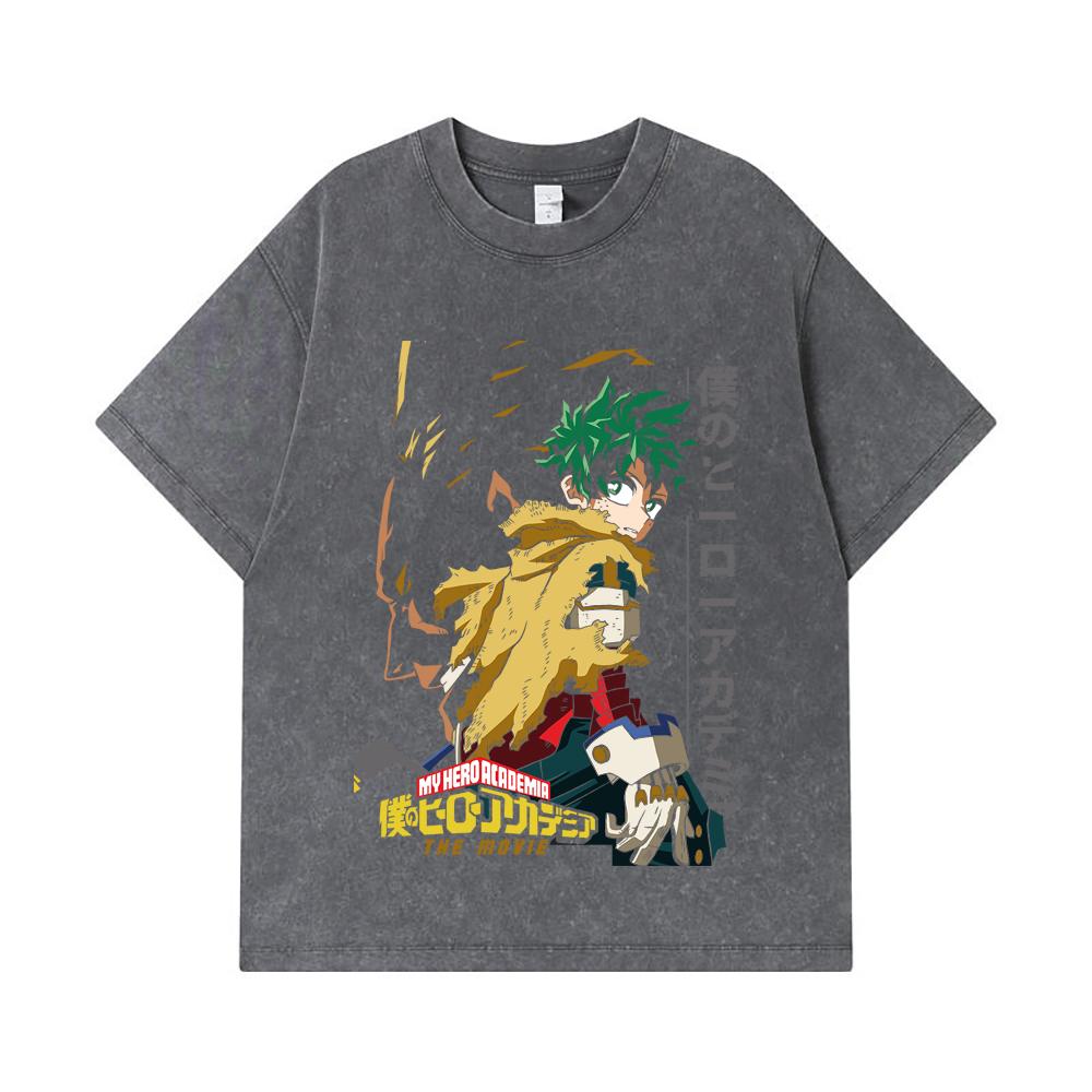 275 GSM Washed T-shirts 100% Cotton My Hero Academia V25 Deku Print Unisex Heavy Cotton T Shirt