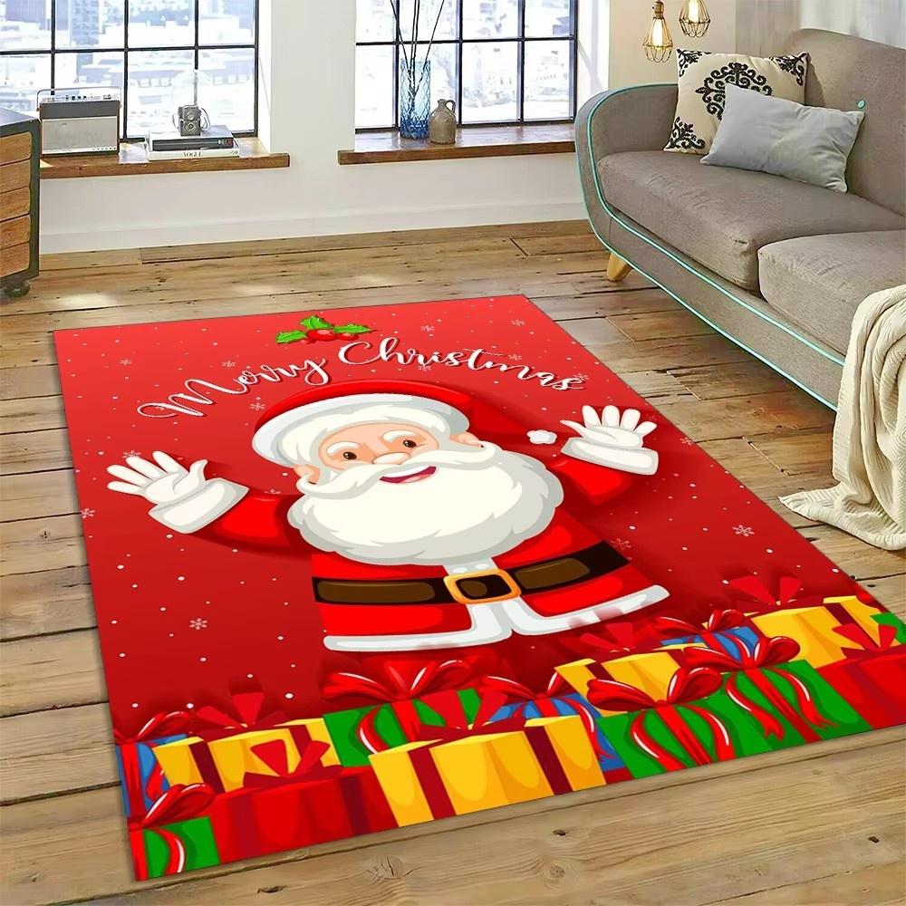 Weihnachtsteppich Rot und Weiß Schneeflockenmuster Feiertagsboden für Wohnzimmer Schlafzimmer Küche Boden Weihnachtsfeier Dekoration