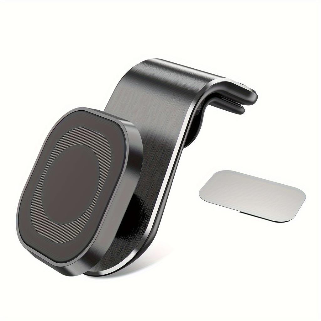 Universal Aluminum Alloy Magnetic Car Phone Holder, L-shaped Vent Dashboard Mobile Holder, Universal Stable Car Interior GPS Accessories