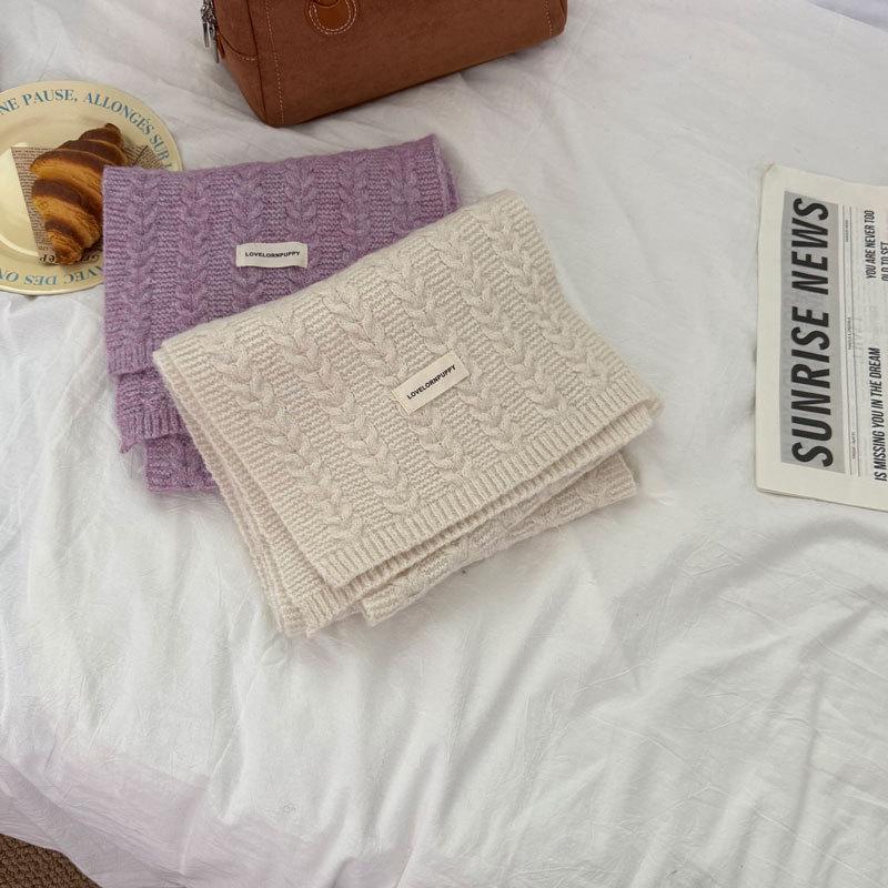 Morandi Color Wool Blend Scarf - Solid Color Series for Autumn/Winter