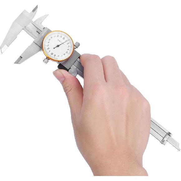 Dial Indicator Caliper 0-6"/150mm Metric Standard mm, Stainless Steel Dial Caliper, Shockproof Measuring Micrometer, Head Lockable 0.02mm Accuracy