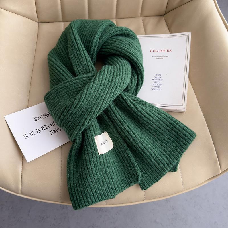 Male Female Student Child Autumn Winter Short Scarf Knitted Yarn New Year Celebration Pure Wine Red Scarf