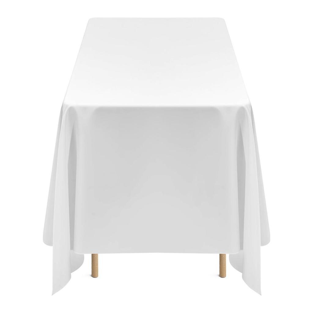 White Tablecloths for Rectangle Tables, 6 Pack, 70 x 120 Inches, Reusable and Machine Washable Table Clothes, Wrinkle-Resistant Polyester Fabric Table