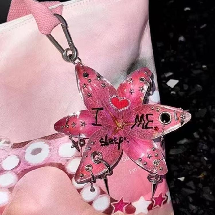Breloc cu Flori și Ciucuri Suport de Chei din Plastic Accesoriu Breloc Pentru Rucsac Geantă Farmec Chei Mașină/Ușă Organizare