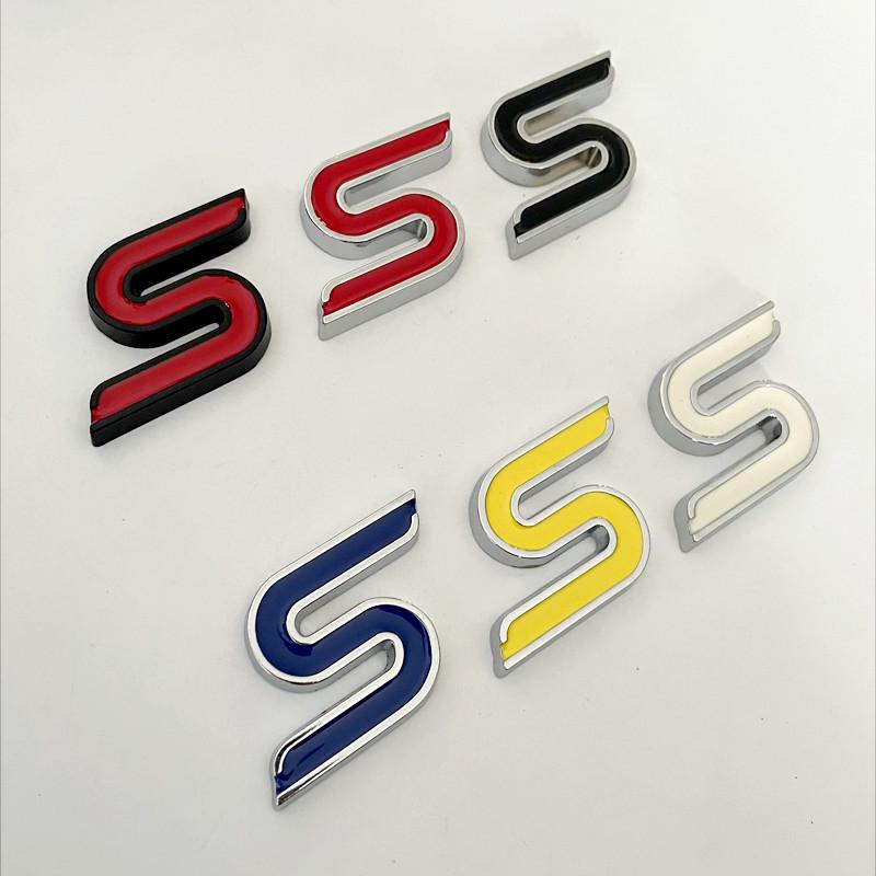 3D Metal S Logo Front Grille Emblem Badge Car Rear Trunk Stickers For Focus Fiesta Escape Ecosport Kuga Mondeo Accessories