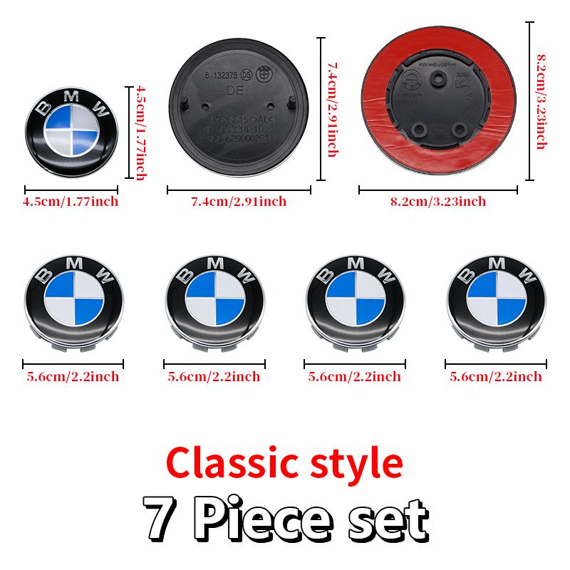 BBKD8 7PCS BMW Car Hood Front Rear Trunk Emblem Classic Blue White Badge For BMW E93 E87 G01 G20 X3 X5 F30 F20 E36 E46 E53 E90