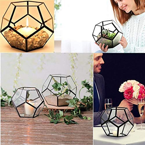 Mini Glass Geometric Terrarium Container Gold Terrarium Set Glass Flower Pot Planter Vase Bowl Display Box Decor