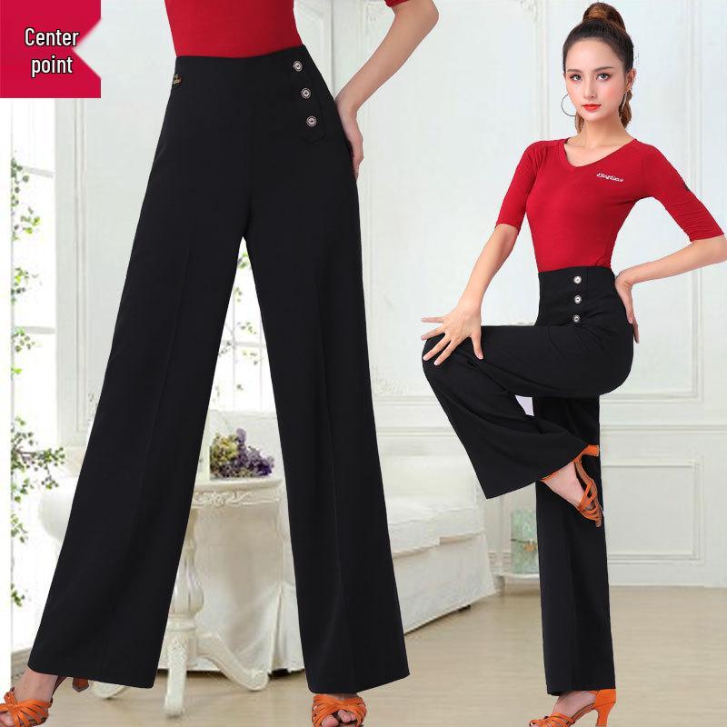 Women's High Waist Wide Leg Latin and Ballroom Dance Pants