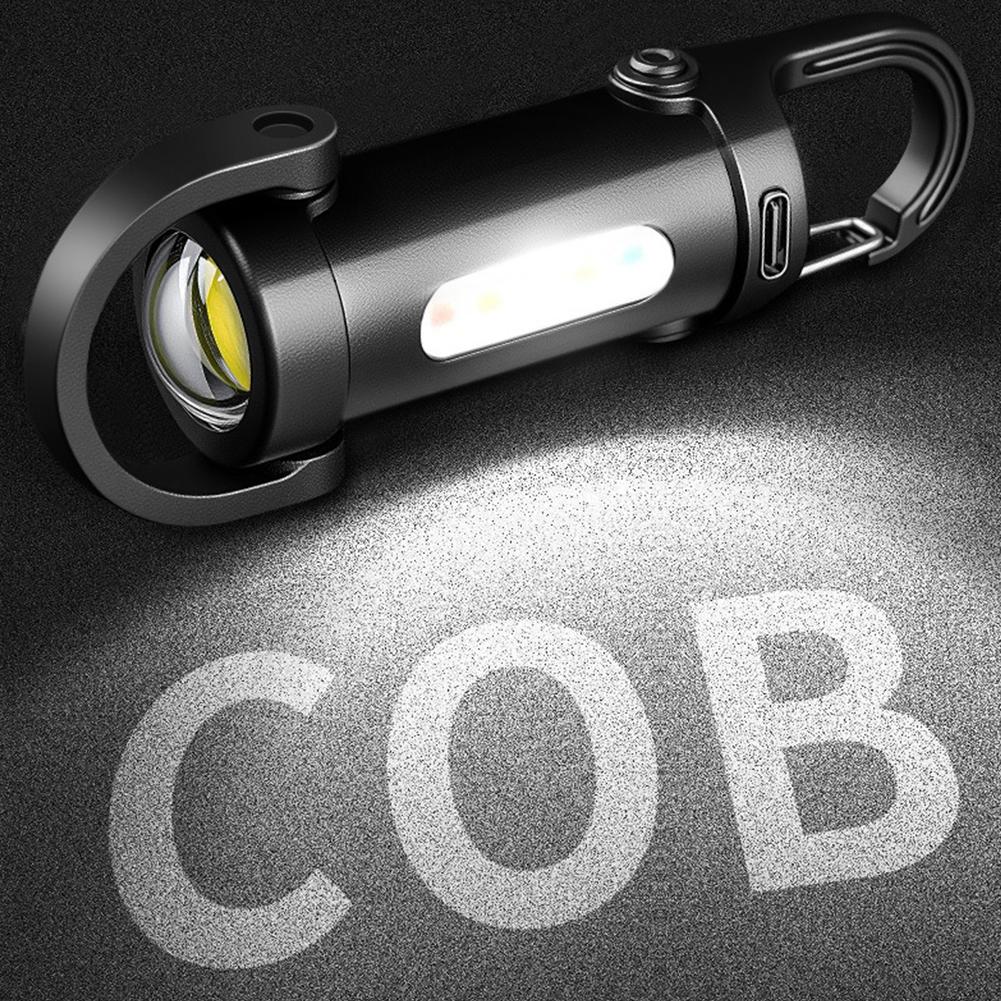 Rechargeable LED Keychain Light Mini Flashlight Waterproof Work Light for Outdoor Camping Fishing Emergency USB Charging