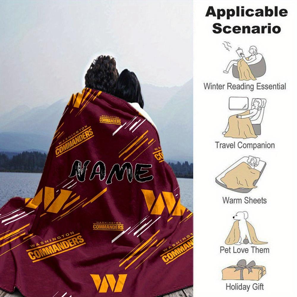 Washington Commanders Logo Design Customized Your Name Blanket Lightweight And Comfortable Warm Blanket Suitable For Bed Home Chair Office Sofa