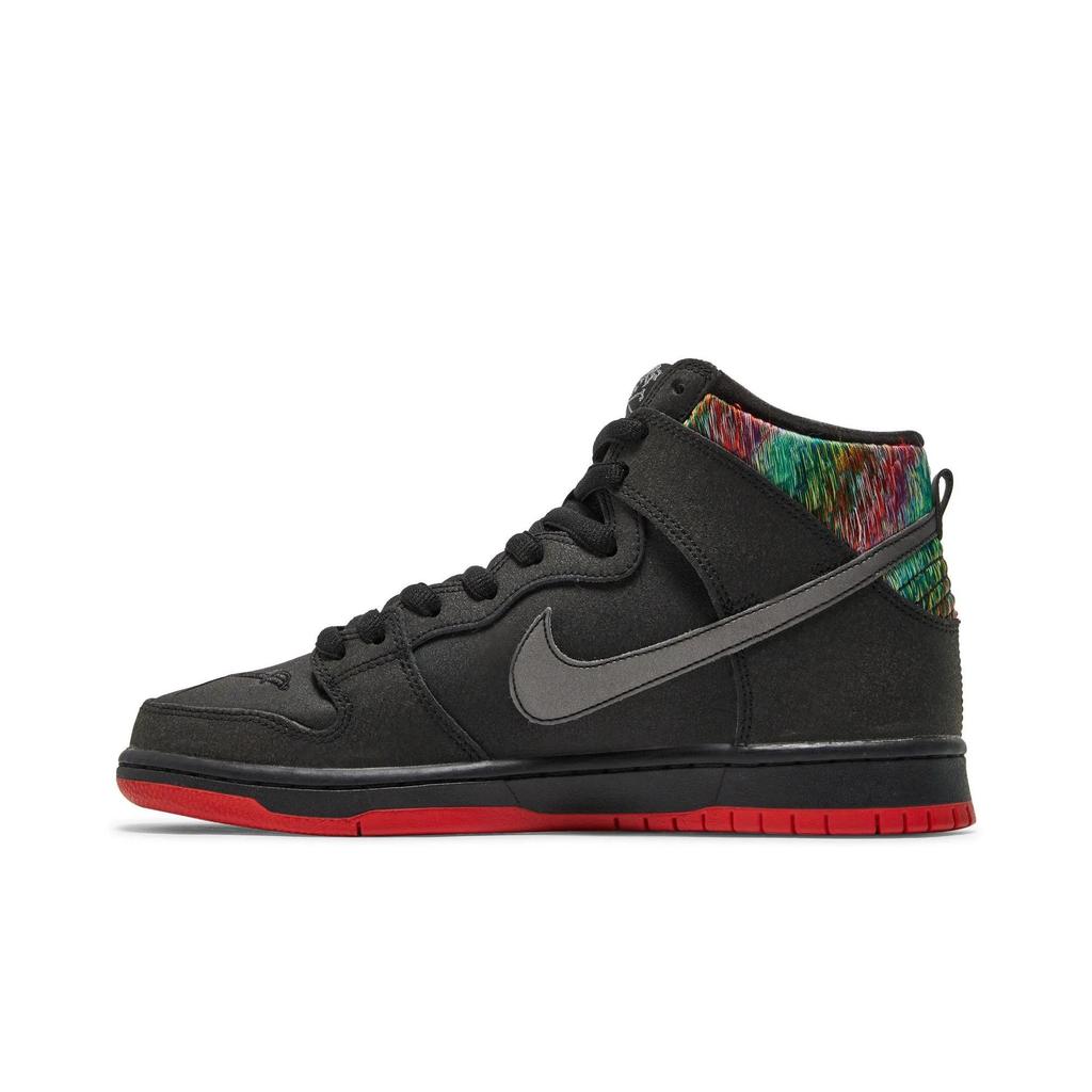 Nike SB Dunk High Pro 'Gasparilla' (Unisex) Black / Challenge Red-Metallic Silver Skate Shoes 313171 028
