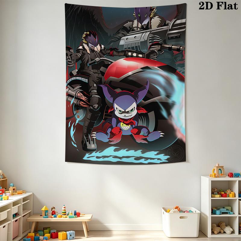 Digimon Tamer Pattern Home Decor Tapestry, Wall Hanging, Decorative RV Wall Cloth.SGT0917210