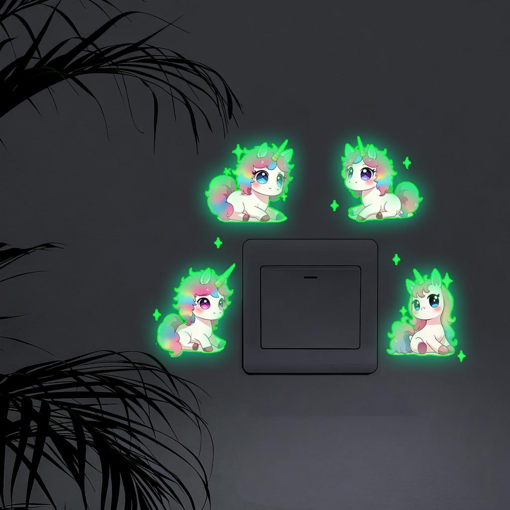 Cartoon Unicorn Switch Night Light Children's Room Bedroom Living Room Switch Decorative Stickers