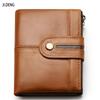 Men's Short Leather Zipper Coin Purse European American Retro Cowhide RFID Anti-theft Brush Wallet