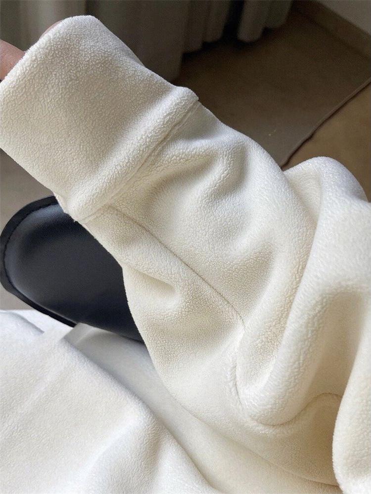 Plus Size Women's Thickened Fleece Hoodie Dress Loose Fit Knee-Length Autumn Winter Casual Dresses