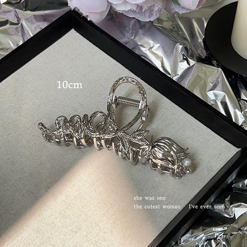 2024 Silver Shark Clip for Women - Large Metal Grip Hair Accessory
