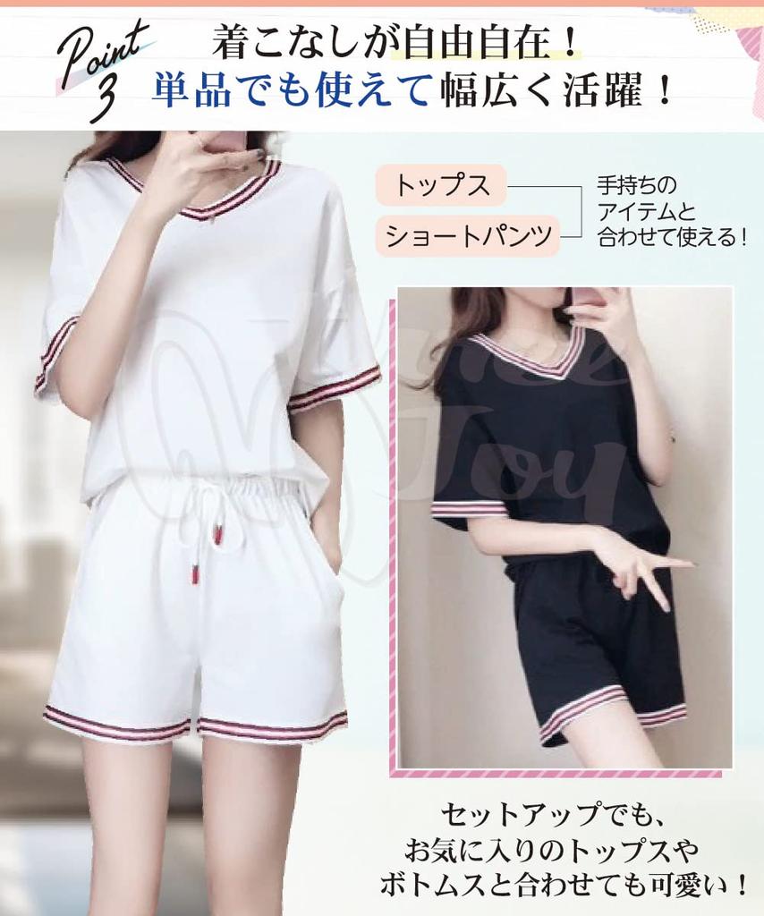 [three Joy] Women's Pajamas, Shorts and Pants, Lightweight, Short Sleeves, Cute Set