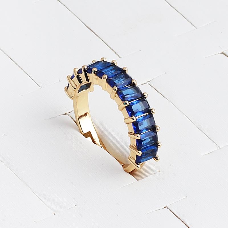Square Design 18K Gold Plated Baguette Rings For Women Men Party Gift Charm Multicolor CZ Finger Rainbow Zircon HIp Hop Jewelry