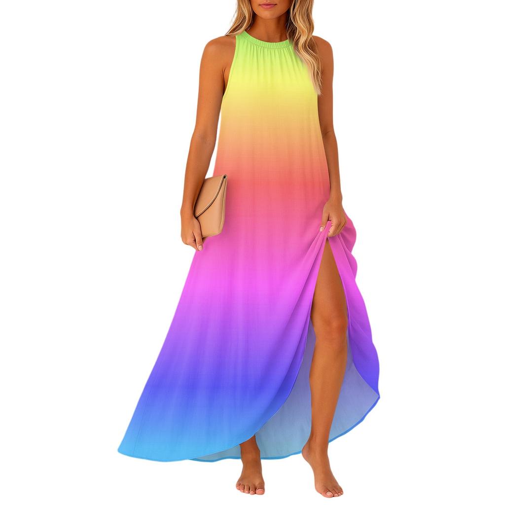 Women's Casual And Fashionable Round-neck Sleeveless Mid Length Dress