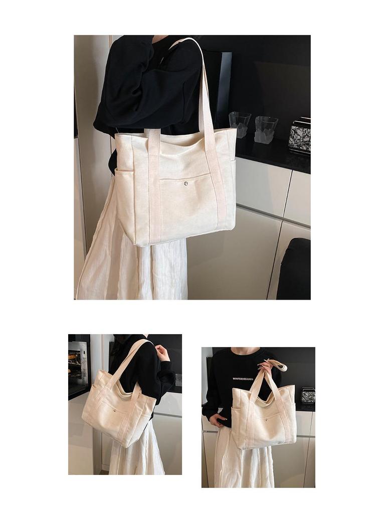 Versatile Literary Canvas Tote: Large Capacity Shoulder Bag for Work & Commute