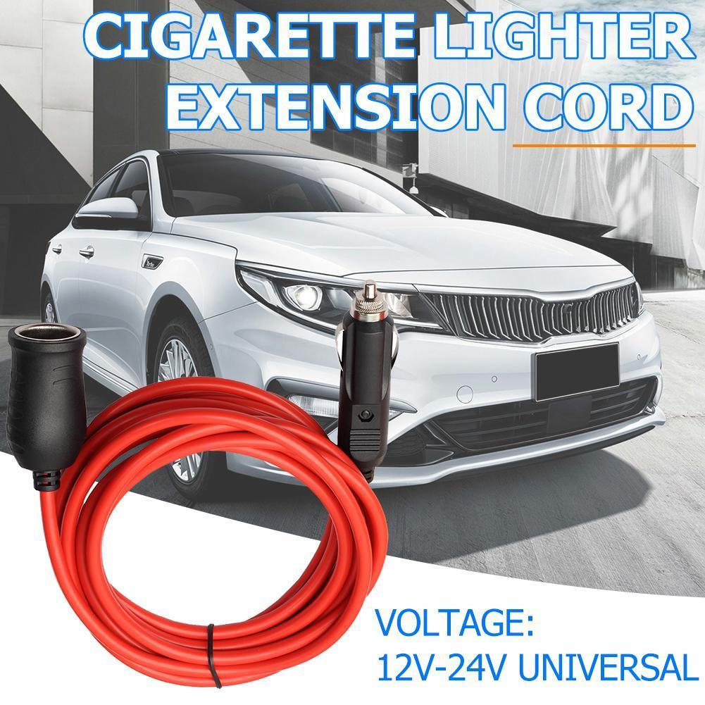 12V 24V 10A Car Accessory Cigarette Lighter Socket Extension Line Cord Cable 12ft Red Cigarette Lighter Plug Male-To-Female