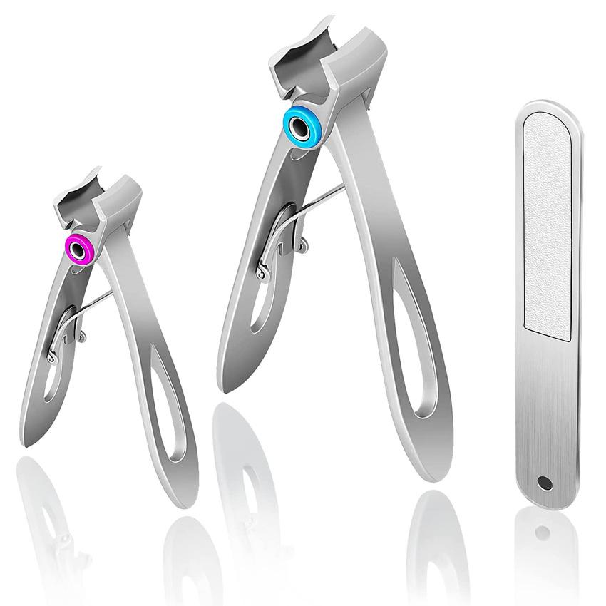 Large Anti-Splash Stainless Steel Nail Clippers - Manicure Set for Thick Toenails