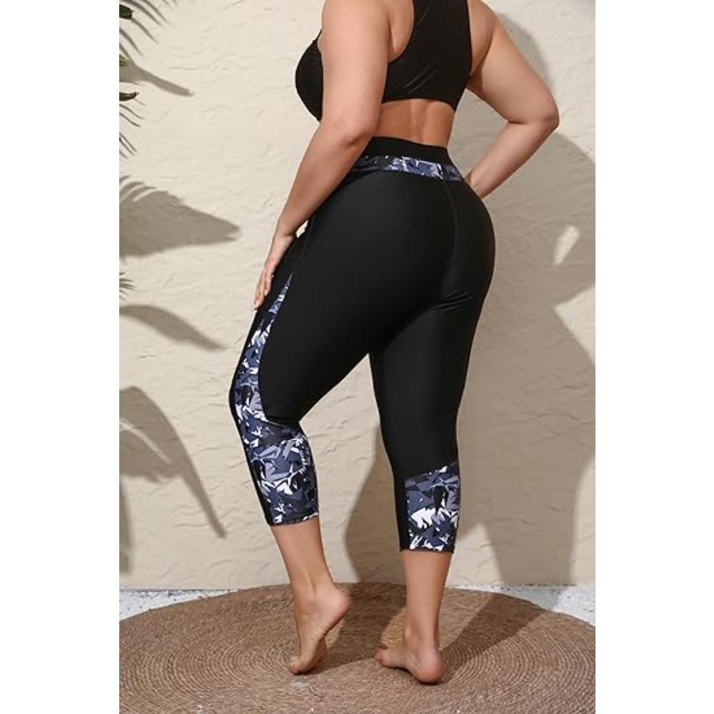 CHARMLEAKS Übergröße Badehose für Damen Hochtaillierte Badekappri Badeshorts Schwimmleggings