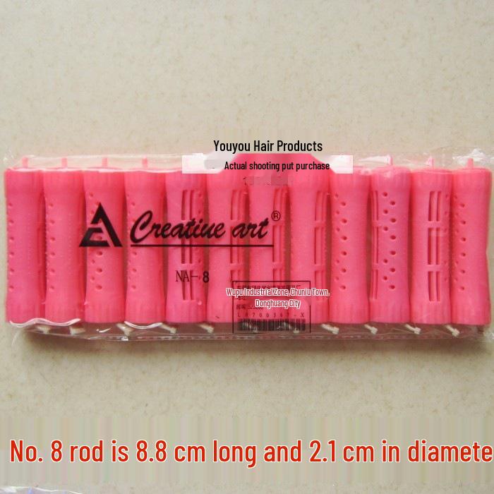 Large Cold Perm Rods for Women's Hair, 10-Pack - Plastic Hollow Curling Texture with Rubber Band Core