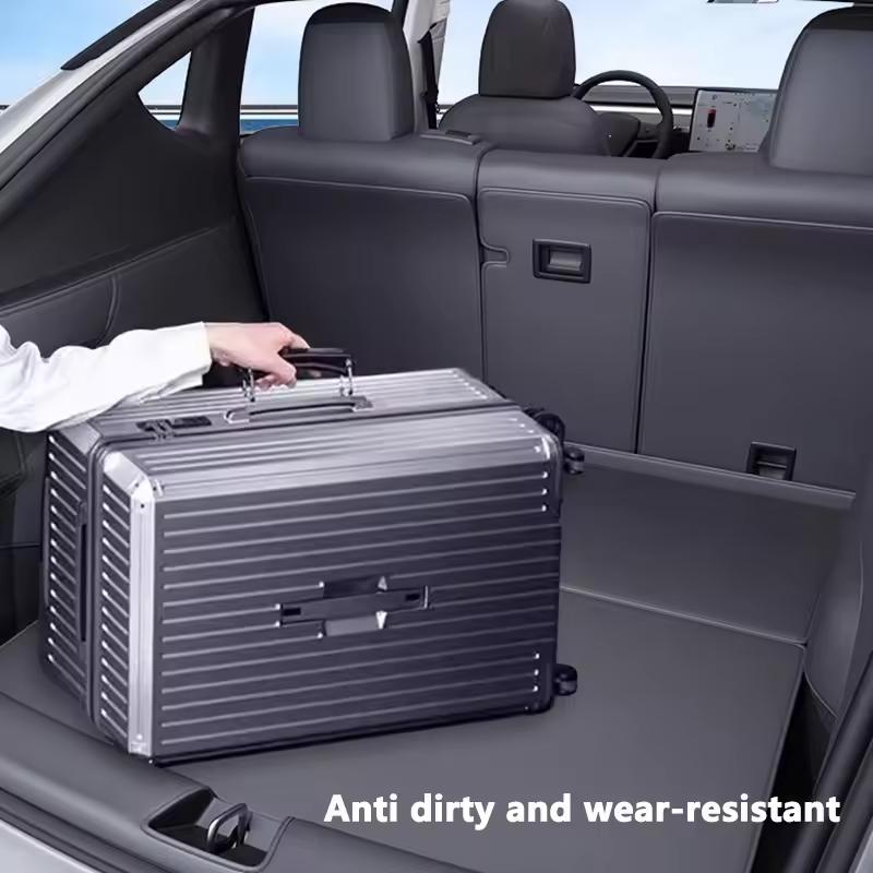 Full coverage Trunk Mat for Tesla Model Y Juniper 2025 2026 PU Leather Car Seat Backrest Anti - Kick Protective Pad Cargo Liner
