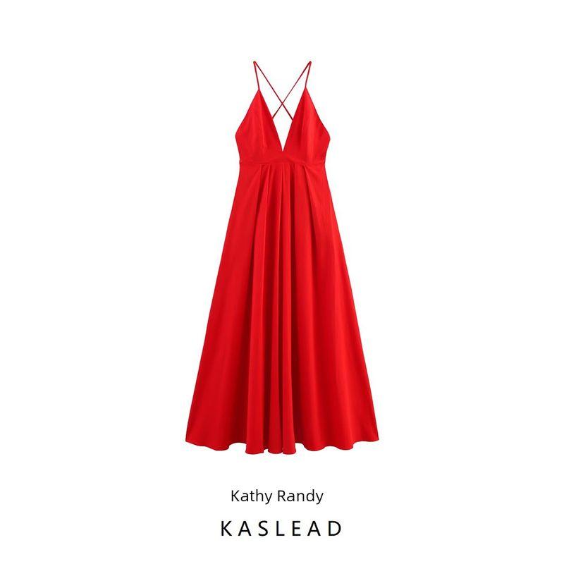 Kaslead New Women clothes Western Style Fashion Simple Sexy Backless Dress 2816653