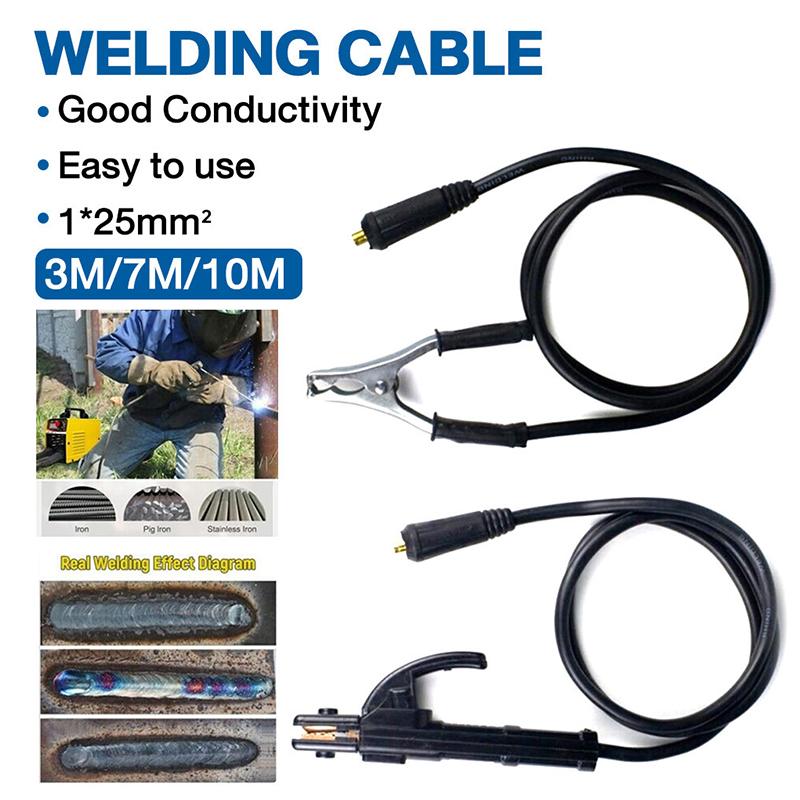 Welding Cable 5/7/10 M + Ground Cable 2/3 M Combo Set With Electrode Holder And Connector Universal Welding Cable Set