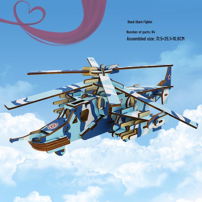 3D Wooden Airplane Model Jigsaw Puzzle - Educational Building Blocks for Children