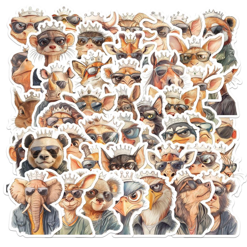 Sada samolepek divoké zvěře: Los, Alpaka, Panda & Lev