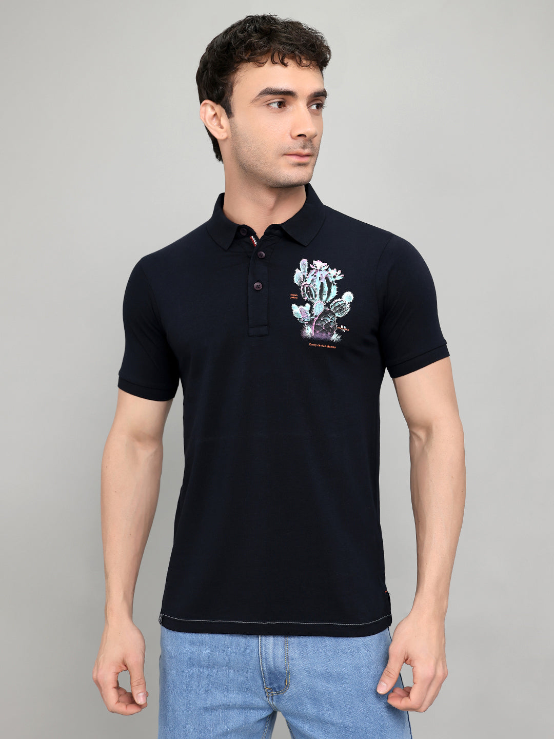 Monte Carlo Men Regular Fit Navy Blue Tshirt M