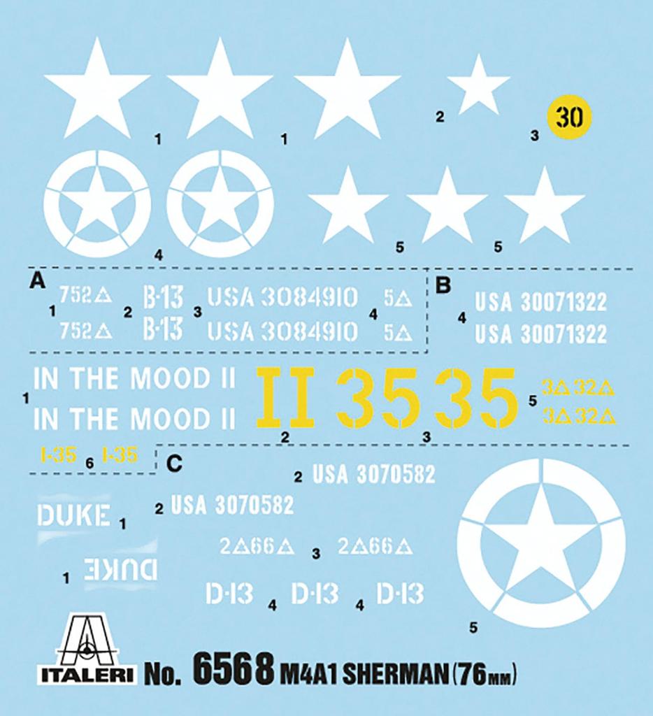 WWII US M4A1 Sherman Tank Plastic Model Kit IT6568 PLATZ/Italeri 1/35 (10 Figures) (Tank)