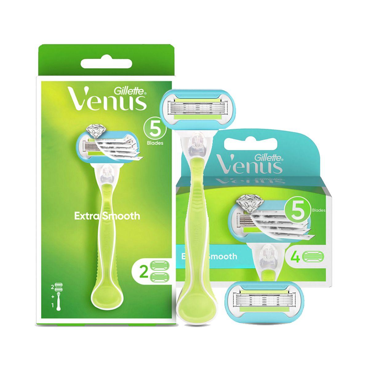 Venus Extra Smooth Razor Handle (1 Pack) + Razor Blades (2 Pack)