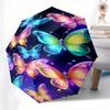 Paraguas Plegable Automático de 8 Varillas Tema Mariposa Fantasía, Diseño Compacto y Portátil, Un Regalo Perfecto para Cumpleaños, Navidad o Negocios
