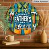 2D Flat, 1pc Round Happy Father's Day Aluminum Hanging Sign, Tool Apron Plaid Design, Durable Metal Wall Decor, Perfect for Dad Gift, Home, Bar