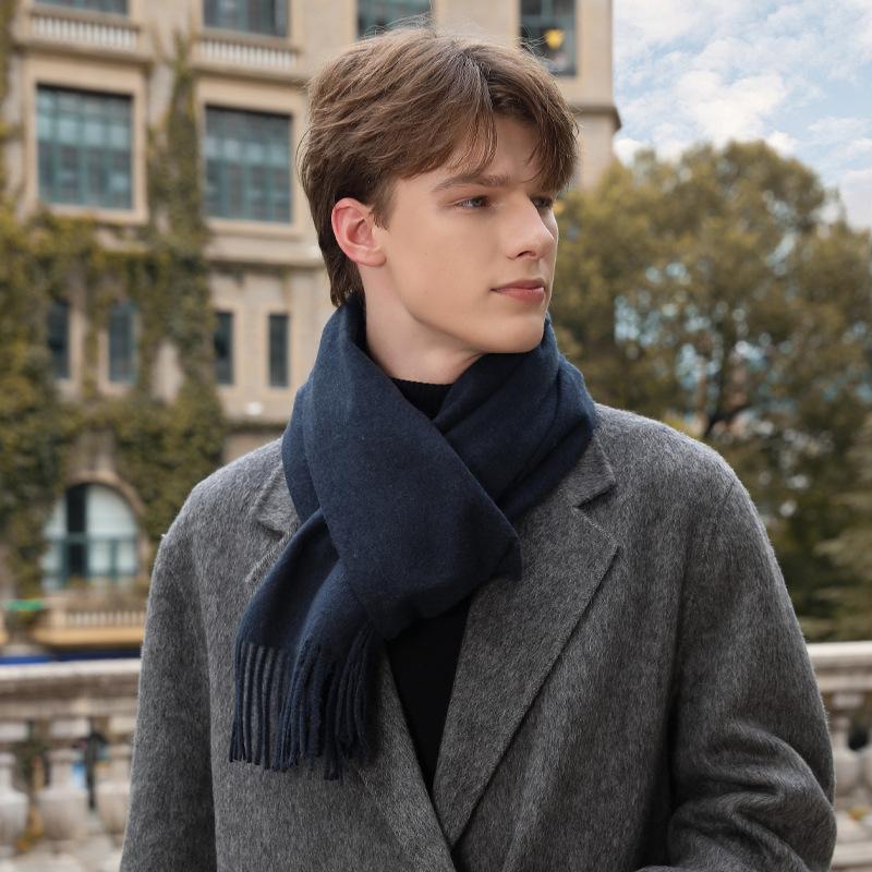Men's Solid Color Scarf Autumn and Winter New Versatile Wool Scarf Korean Atmosphere Cashmere Scarf Women's Winter Warmth
