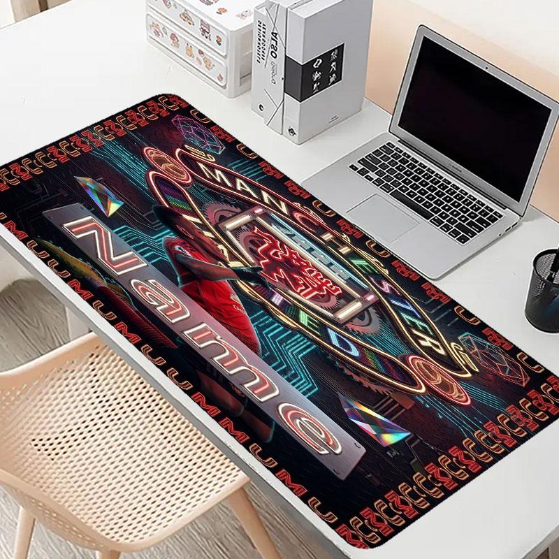 Custom Name Personalized Manchester United Pattern Mousepad, Laptop PC Desk Mat, Decorative Desk Mat for Home Keyboard Pad Gift