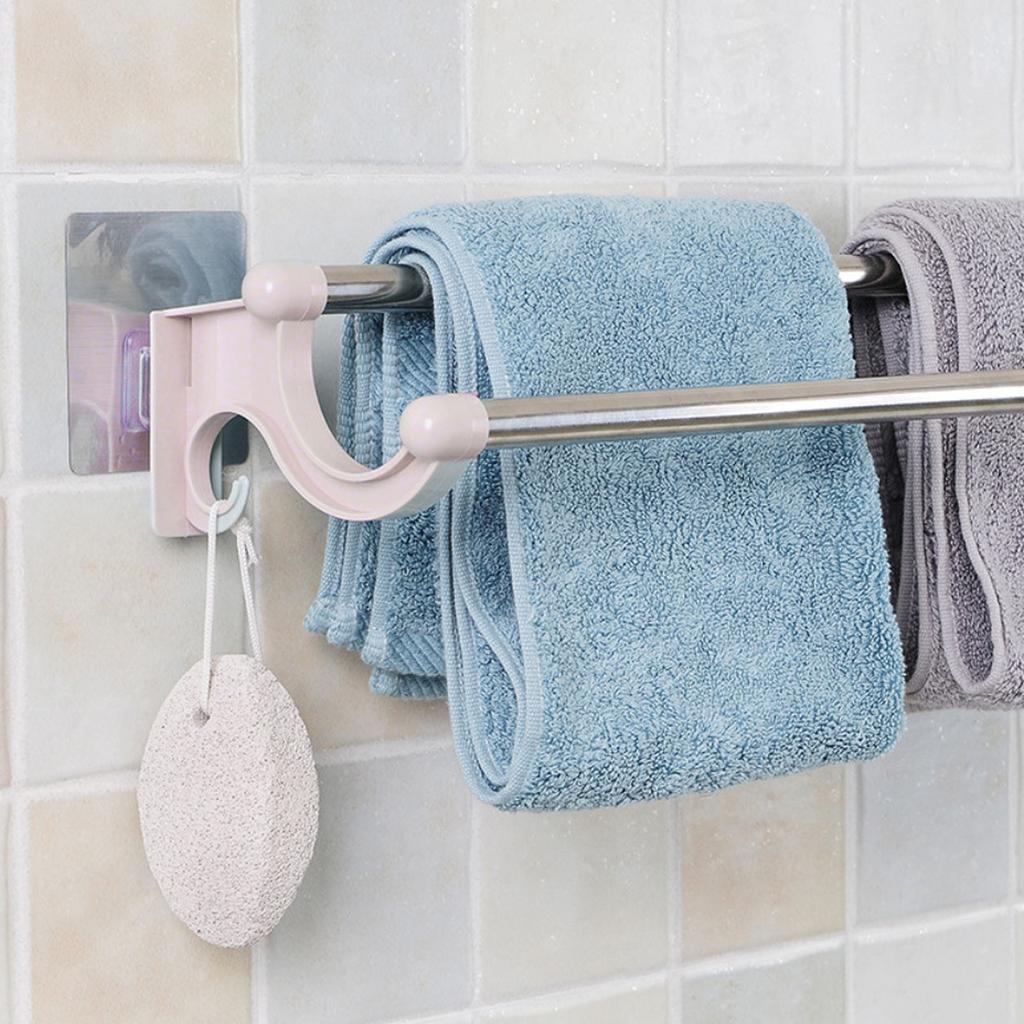 Double Towel Bar Plastic Stainless Steel Bath Towel Rack for Bathroom Double Towel Holder Wall Mount Towel Hanger