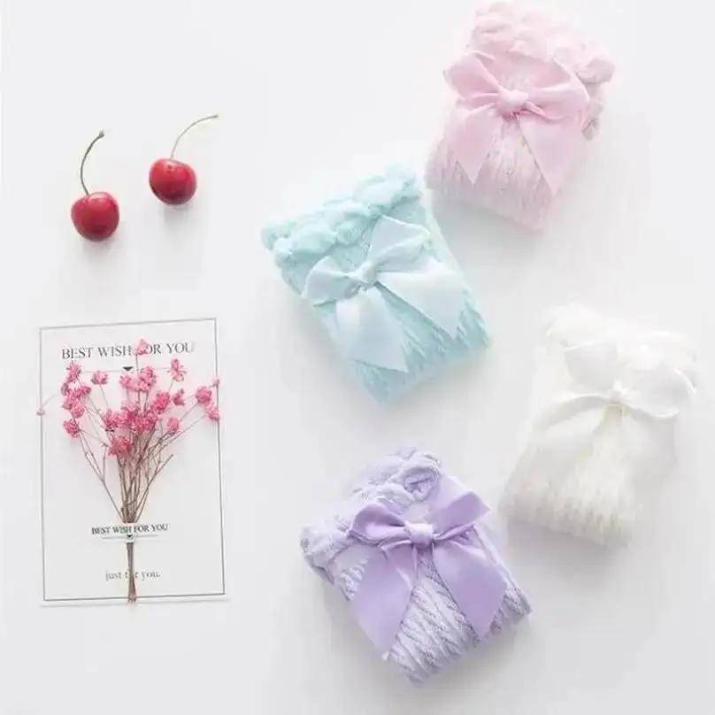 1Pair Children's Leg Warm Socks Bowknot Bubble Mouth High Tube Knee High Thin Section No Heel Pods Baby Clothing Accessories