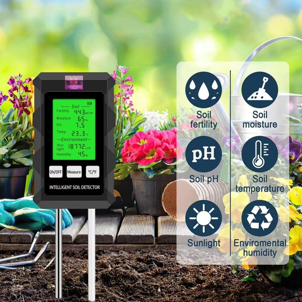 Humidity Detection Soil PH Tester 6 In 1 Soil Moisture Meter Flower Planting