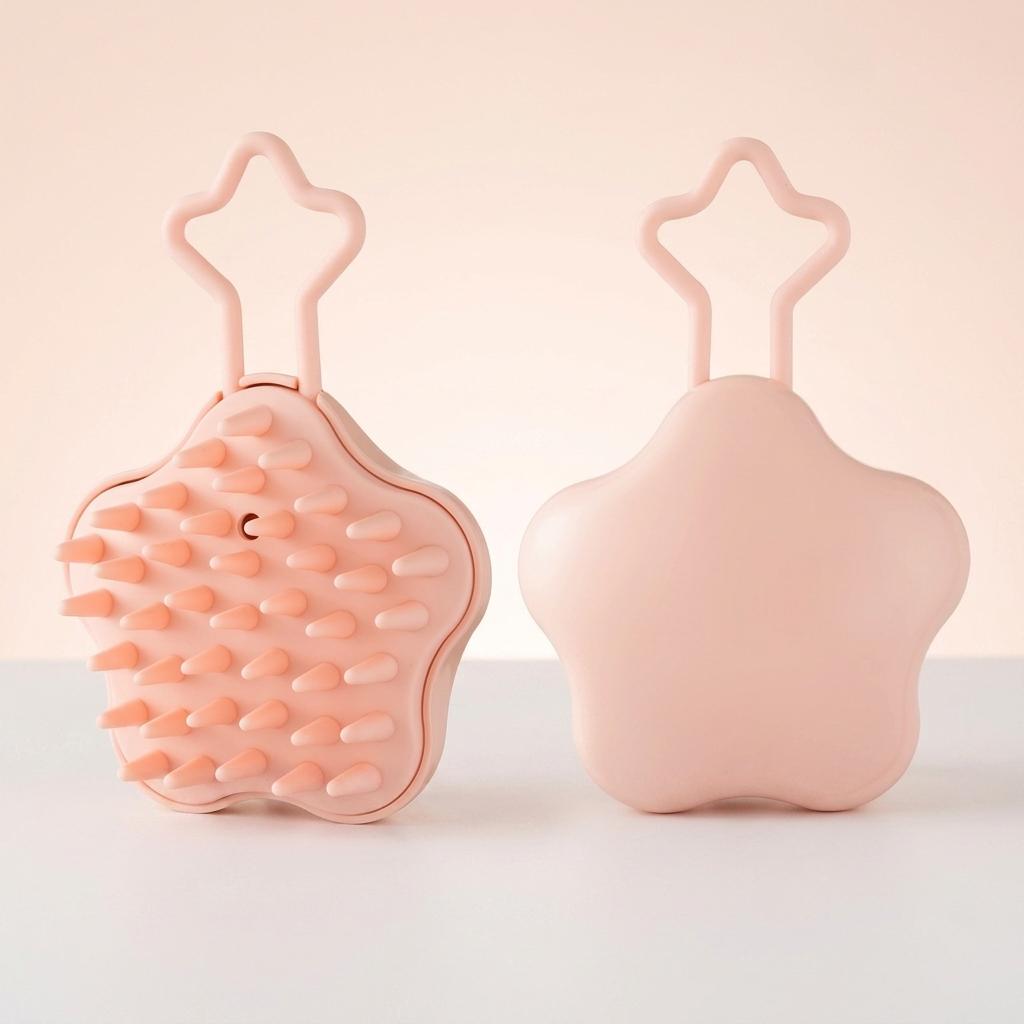 Scalp Massage Brush For Hair Washing Dry And Wet Use With Soft Silicone Bristles