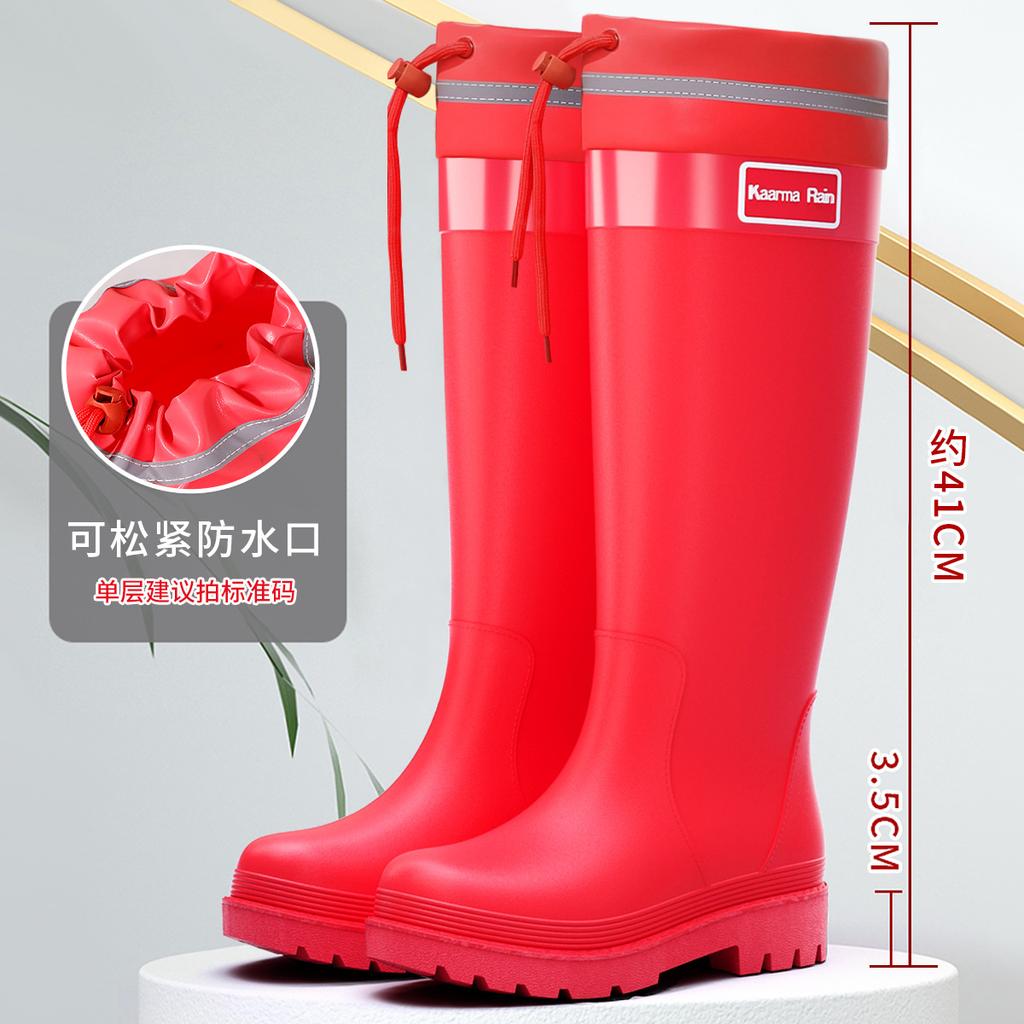 Quality bundle rain shoes women's adult fashion outer wear velvet high rain boots non-slip and anti-skid shoes