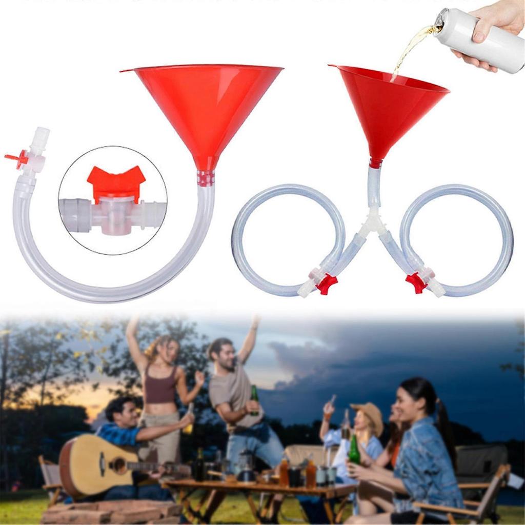 Heavy Duty Double Head Beer Funnel with Valves for College Parties, Birthday, Carnival - Leak-Proof, High Capacity, No Spill