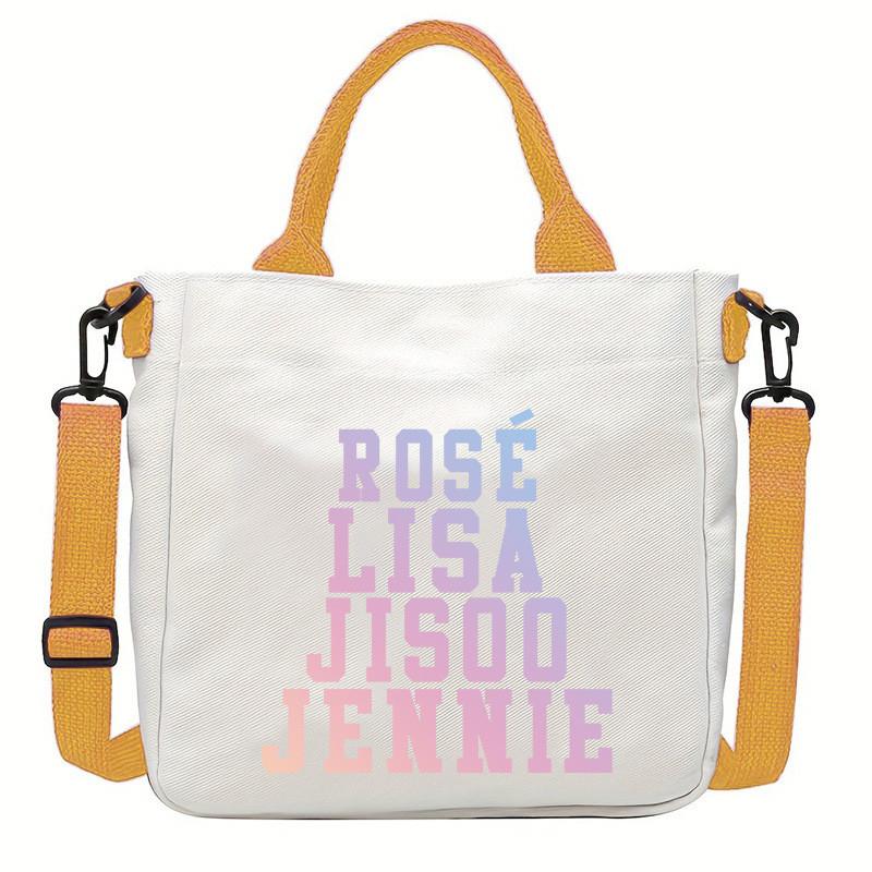 Rose Lisa Jennie Jisoo Printed Crossbody Bag Casual Canvas Shoulder Bags